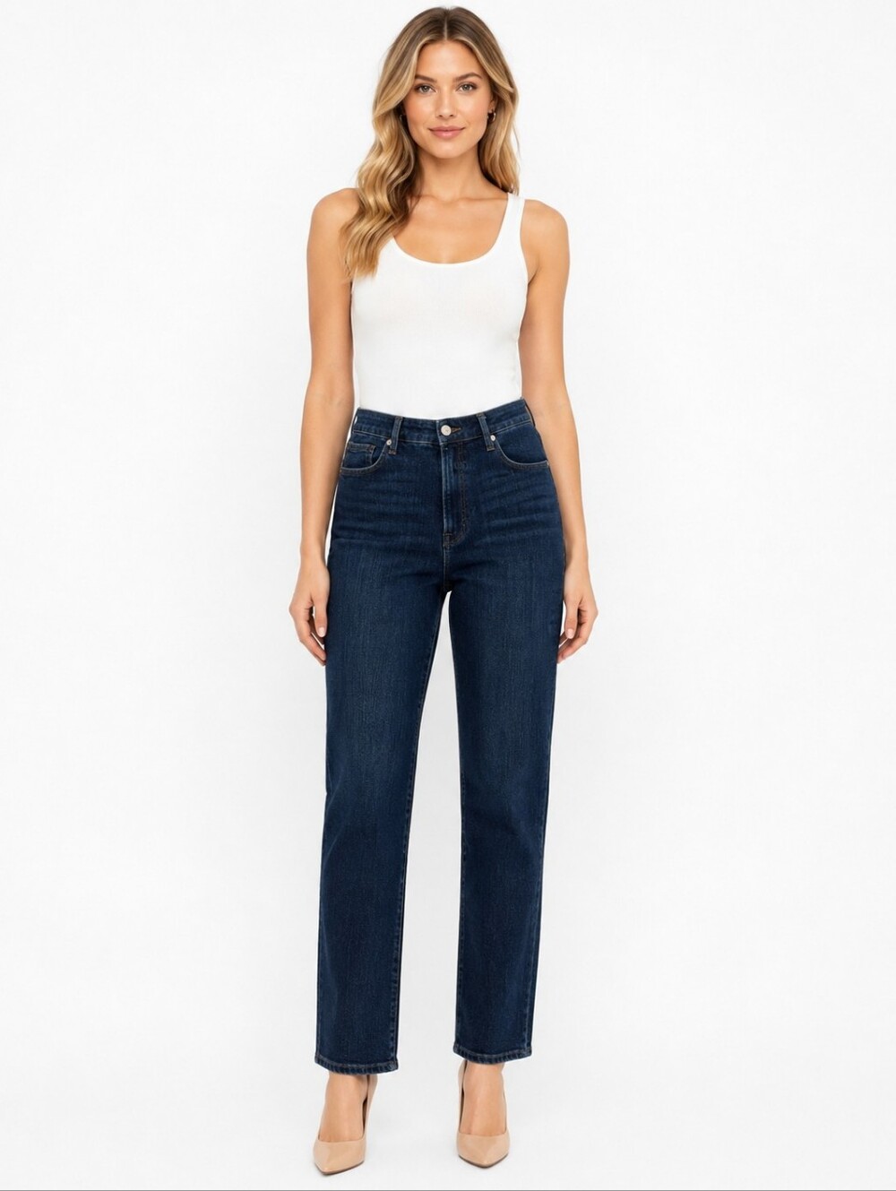 Good‎ American Good Classic High Rise Straight Jeans Size 16 Dark Wash